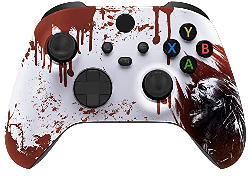 eXtremeRate Front Gehäuse Case für Xbox Series X/S Controller, DIY-Ersatz Frontplatte Hülle Skin Shell Cover Set für Xbox Core Controller Model 1914(Blut-Zombie)-KEIN Gamepad