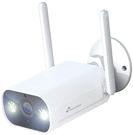 NIVIAN- Cámara Bullet WiFi 2,4Ghz-Resolución 2K-Apta para Exterior IP66-Función detección Humanos-Visión Nocturna 10m- Compatible con Alexa y Google Home–Control Remoto con App Tuya-Color Blanco