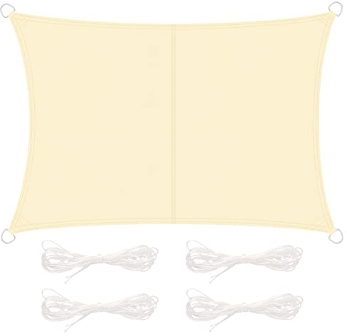 DIDUDE Vela de Sombra de 2x3m con Cuerdas,Rectangular Impermeable Toldo Vela de Sombra Tela Oxford,Toldos Exterior Terraza Protección Rayos UV,para