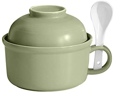 Ciotola for cereali, scodella for zuppa, scodella for tè, scodella for microonde con coperchi, ciotola for noodle in tinta unita da 23 once con coperchio, ciotola con manico, tazza for zuppa con coper