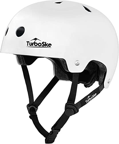 TurboSke Skateboard Helmet, Multi-Sport Helmet, Bike Helmet for Youth, Men, Women (WWhite, S/M (20.5-22.8))