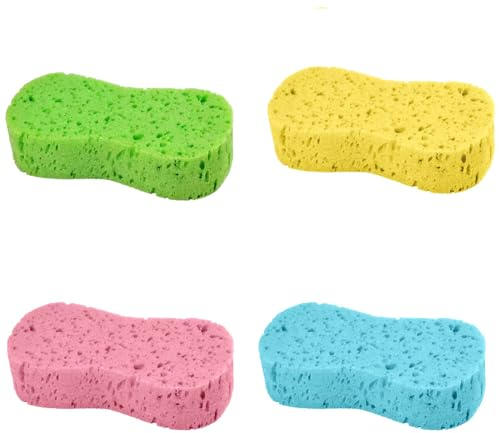 4 Stück Autoschwamm Groß, Schwamm Autowäsche, Schwamm Supersoft Knochenform, Autoreinigungsprodukte Schwamm, Scheibenschwamm für Auto Motorrad Fenster Küche Badezimmer, Haushalt (Zufällige Farbe)