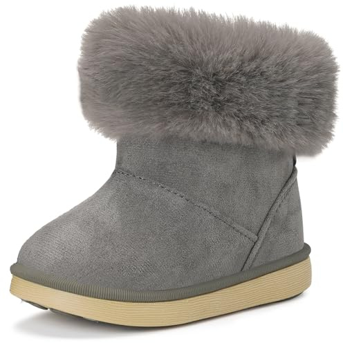 Gaatpot Stivaletti con Invernali da Neve Bambini Calda, Grigio, 26EU/27CN