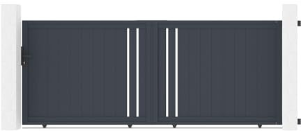 Casanoov Portail coulissant 3,5m GIONA H.140cm aluminium gris