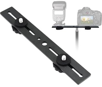 Supporto per Fotocamera con Doppio Supporto per Luce Flash per Fotocamere DSLR | Supporto con Fori per Viti 1/4 e 3/8 | Compatibile con Treppiede Monopiede Accessori