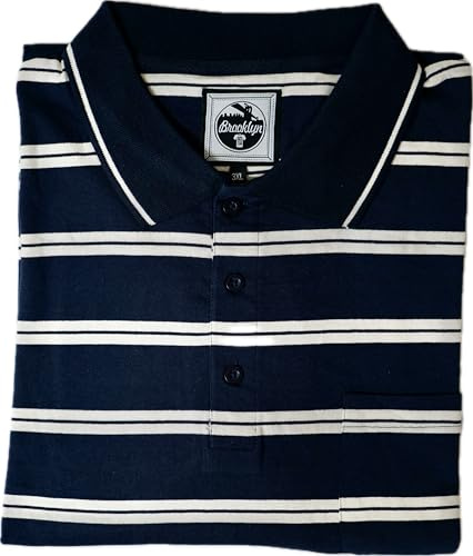 Brooklyn Imports LTD Mens Big Size Striped Polo Breatheable Plus Size Short Sleeve Top 3XL 4XL 5XL 6XL