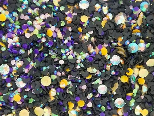 Bats and Broomsticks Sprinkle Mix with Bats, Resin Rhinestones, Faux Sprinkles, Faux Rhinestones, Sprinkle Mix, Halloween Sprinkles rdnqu (Bag: 15 Grams)