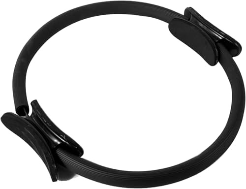 Anillo de pilates, círculo de fitness para abdomen, piernas, glúteos, anillo de entrenamiento para el suelo pélvico para principiantes y usuarios avanzados, entrenamiento en casa, color negro