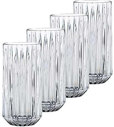Nachtmann Longdrinkgläser Set 375 ml, 4 Stück, Jules, 101980, Cocktailgläser aus Kristallglas, Trinkgläser spülmaschinenfest