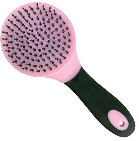 York Mähnen- und Schweifbürste Axel Mähnenürste Pferdebürste Langhaarbürste (rosa-grau)
