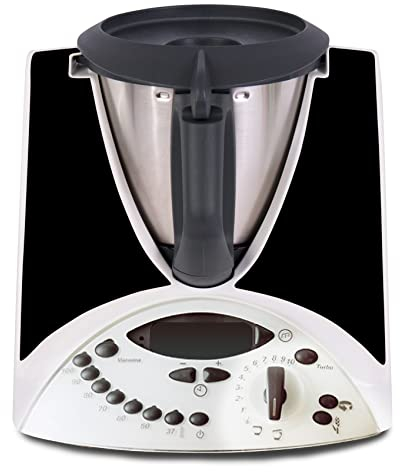 Deko Schutz Aufkleber kompatibel mit Küchenmaschine Thermomix TM31 Design Sticker Klebefolie Zubehör Küchengerät wasserfest selbstklebend R182 (27 Schwarz matt)