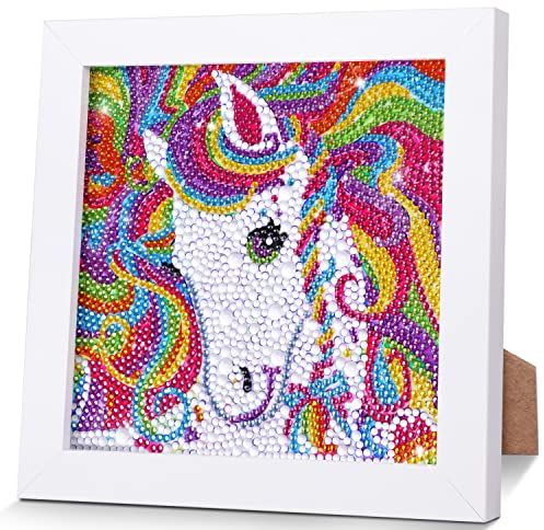 AmzKoi Diamond Painting Mit Holzrahmen, 5D DIY Set Full Pferd Mosaikherstellung für Kinder Mädchen, Erwachsene, Diamant Bilder Arts Craft für Home Wand Decor 18x18 cm