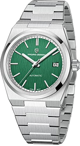 Pagani Design herrenuhr automatik Business Sports Mechanisch Herrenuhren Wasserdicht 100M Analogue Edelstahl Armbanduhr für Männer… (1753green)