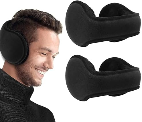 2 Pcs Ear Warmer Fleece Earmuff, Thick Windproof Ear Warmers, Ear Warmers for Men & Women Classic Fleece Unisex Winter Warm Earmuffs