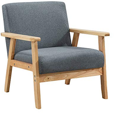 Pantanal Armchair Wood Frame Accent Chair for Living Room Armchair Home Furniture (Dark Grey)