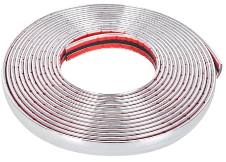 Chrome Bande de Garniture Voiture, Baguette Adhesive Chrome pour Carrosserie Fenêtre Décoration Argent pour Auto, Couverture de Protection du Bord de Porte de Voiture (15 mm x 5 m)
