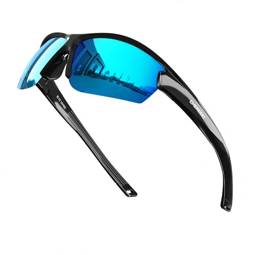 CHEREEKI Fahrradbrille Herren Damen, Polarisierte Sonnenbrille Radsportbrillen Sportbrille, TR90 Unbreakable Frame UV400 Schutz, für Radfahren Golf Baseball Laufen Wandern Angeln