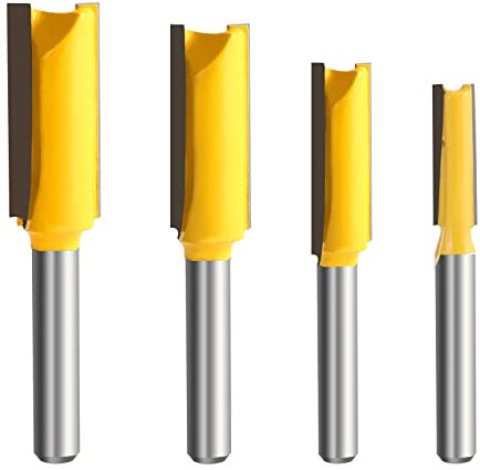 Flush Trim Router Bits 1/4 Inch Shank-6.35mm Shnak Flush Trim bit Pattern Flush Trim Router Bit Set Router Flush Trim bits Cutting Height in 25/64” 3/4” 1” 1-1/2” 1/4 (Double Flute Straight)