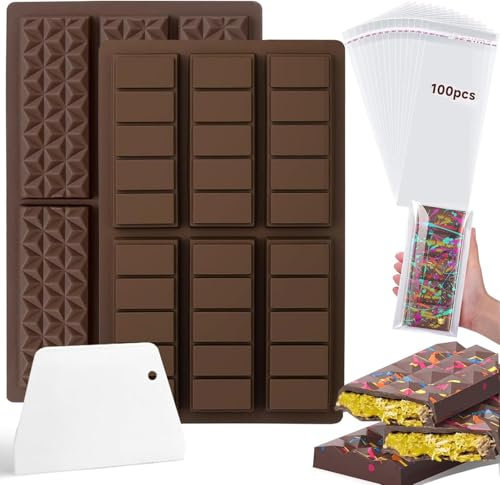 Stampo per cioccolatini in silicone profondo, Dubai, forma per lavagna di cioccolato, fai da te, per 6 cavità di cioccolato, con 100 pezzi, sacchetto trasparente, per la produzione di lavagne di