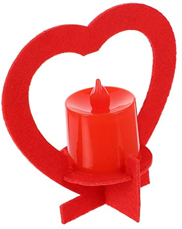Angoily Candele Elettroniche A Batteria A Forma Di Cuore Set Da 12 Pezzi in Feltro Senza Per Decorazioni Nuziali