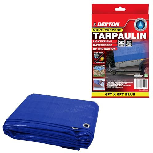 Dekton Tarpaulin 6ft x 9ft | 65 GSM Normal Blue | Durable, Weather-Resistant Cover for Outdoor Use | Ideal for Camping, Gardening and Construction Projects | Lightweight and Easy to Handle