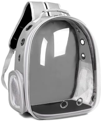 Sac à dos de transport pour chats et chiens, sac à bulles transparent, gris, Duhxo.co, jusqu'à 6,5 kg, voyage, camping, promenades, avion, vétérinaire