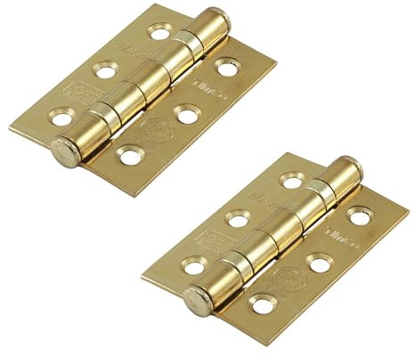 [FIXINGS DIRECT] Grade 7 Ultimate Pair of 75mm Fire Door Hinges (Electro Brass, Chrome, Satin Chrome, Satin Nickel, Black, White) 76x50x2.0mm Internal Doors Hinges (Electro Brass, 75mm x 50mm)