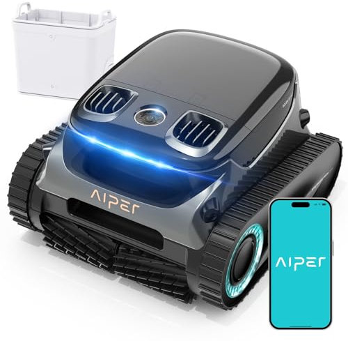 AIPER Scuba S1 Pro Robot Piscine sans Fil, 180 Mins Autonomie, Aspirateur Piscine Fond et Parois, Nettoyage Horizontal de la Ligne d'eau, Idéal pour Les Piscines Enterrées 200㎡ (Reconditionné)