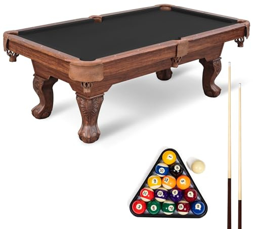 EastPoint Masterton 2.0 Pool Table, 2 Pool Cues & Balls, Black, 87