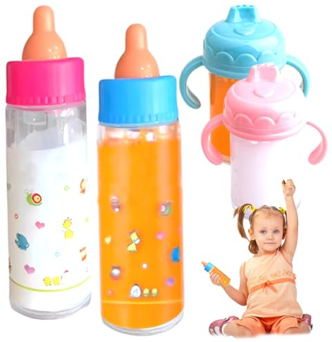 6 pezzi di bottiglie per bambole set di accessori per bambole di simulazione del latte a scomparsa