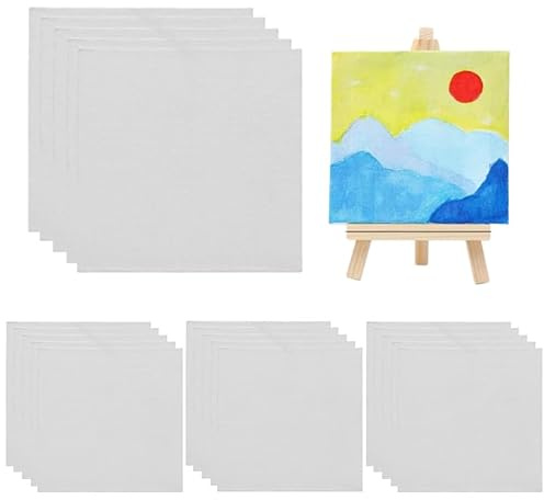 20 stycken mini duk med staffli 10 x 10 cm små dukar för målning för akrylfärger oljemålning akvarell kreativa gåvor