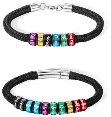 Personalised Medical Alert Bracelets for Women Men | Engraved 1-10 Rings | Custom Nylon Rope Emergency ID Bracelet | Christmas Father's Day Mother's Day Birthday Survival Gift for Family Friend