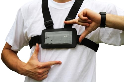 Designo Use Your Mobile Phone as Action Camera Body Chest Mount Harness Strap Holder, Also Using As Running Belt Or Armband For Hands Free Workout (Samsung iPhone Etc)