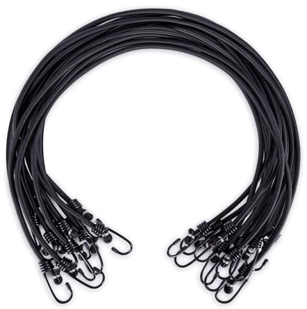 WeFine Pack of 10 Bungee Cords with Hooks Weatherproof & UV-Resistant Bungee Straps Heavy Duty Elastic Bungee Ropes for Caravan Camping RVs Trunks Luggage Racks,Black,32 inch (80CM)
