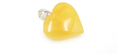 Ciondolo a forma di cuore ambra colore giallo con fiocco in argento sterling 925 | Collana con pendente in ambra baltica | Gioielli in ambra, Argento ambra argento, Ambra