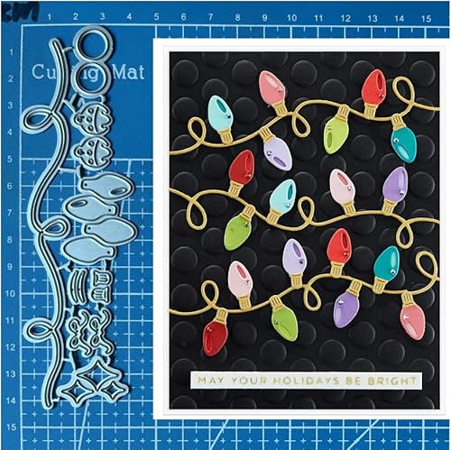 Christmas Light Strip Metal Die Cuts Cutting Dies, DIY Crafts Template Light Strip Paper Cards Cutting Dies Cut Stencils for DIY Embossing Card Making Book Tags Decorative Paper Dies Scrapbooking