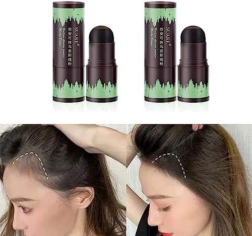 Bastoncini in polvere per attaccatura dei capelli, 2 pezzi, polvere per ritocchi e radici, impermeabile, per ombreggiare i capelli, in polvere, per coprire i capelli grigi e radici, ritocchi e capelli