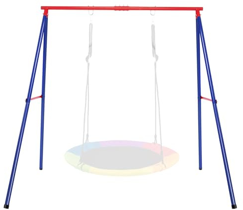 GOPLUS - Pórtico de columpio exterior, marco para nido de pájaros con 3 ganchos, para adultos y niños, pórtico columpio, 1 plaza de carga 150 kg (rojo, sin columpio)