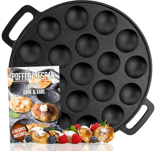 IRONO Poffertjes Pfanne - Poffertjes Maker - 19 Mini Pfannkuchen - Pancake Pfanne - Gusseisen Pfannkuchenpfanne - Eier Crepe pfanne