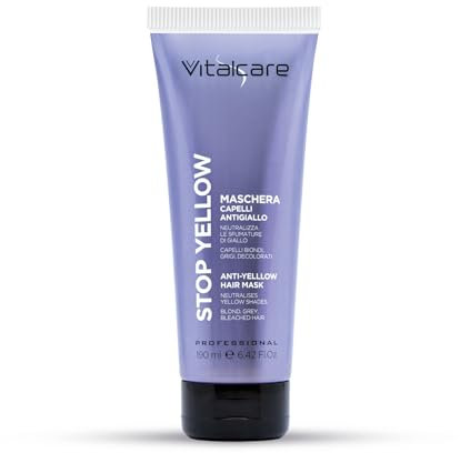 Vitalcare | Stop Yellow 190 ml, Maschera Capelli Antigiallo, Neutralizza le Sfumature di Giallo, Capelli Biondi, Grigi e Decolorati