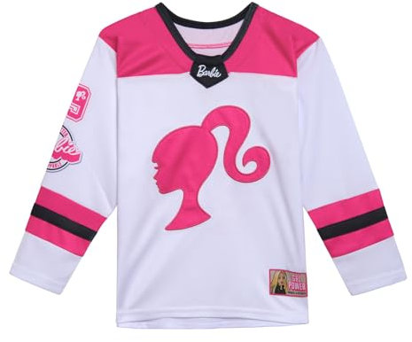 Barbie Mädchen Hockeytrikot aus Netzstoff, langärmelig, für Kleinkinder bis große Kinder, Größen (2T – 14–16), Rosa / Weiß, 24 Monate