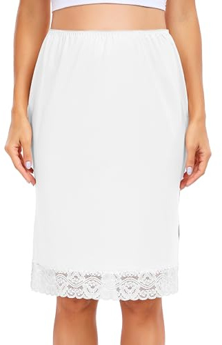 Wikoan Jupons Femme Jupon sous Robe Femmes Fond de Jupe Lingerie Invisible Demi-Jupe Elastique Jupes sous-Vêtement Femme Robe Blanc M