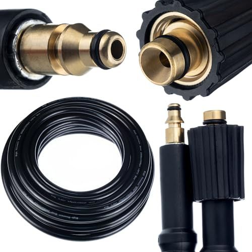 Rosfix - Manguera de alta presión 10 m Click Connect - Nylon reforzado, 200 bar, 60 °C | Resistente a la abrasión | Compatible con lavadora de alta presión Stihl, Nilfisk, Gerni
