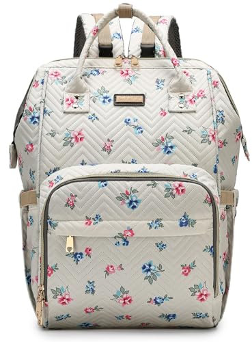 GAIVP Diaper Bag Backpack, Diaper Bags for Baby Girls Boys, Baby Bags for Moms Dads, Nappy Changing Bag with Insulated Pockets,Multi-functional Waterproof Backpack with Stroller straps-Beige Flowers