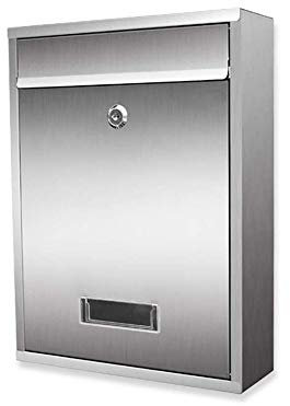 Locking Mailbox Wall Mount - Vertical Stainless Steel Drop Box with Key Lock - Metal Post Box for Secure Mail Delivery - Outdoor Wall-Mounted Mail Holder