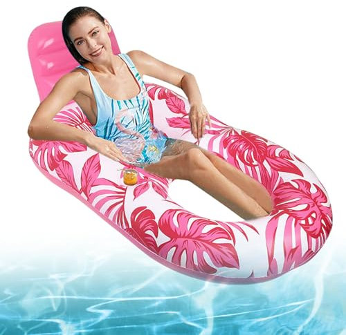 Wasser Pool Luftmatratze Für Erwachsene, Aufblasbare Pool-Flöße Mit Getränkehaltern Und Rückenlehne, Schwimmsessel Für Sommerpartys, Tanning Pool Für Wasserparty