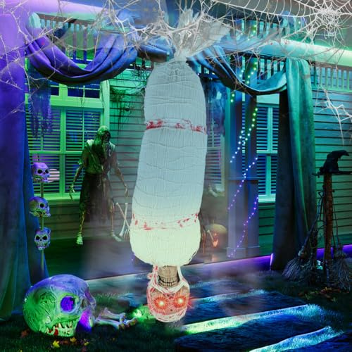 Own1one 35 tum Sccary Halloween animerade dekorationer med spindelnät och falska spindlar