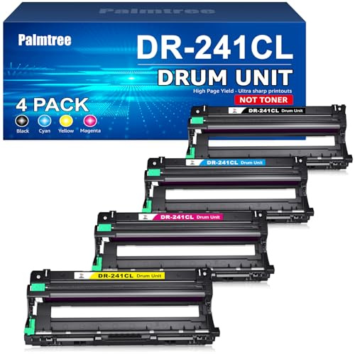 Palmtree DR-241CL Tambour Compatible pour Brother DR241CL DR 241 CL Tambour pour MFC-9330CDW MFC 9330CDW DCP-9020CDW DCP 9020CDW MFC-9340CDW MFC 9340CDW MFC 9140CDN HL 3170CDW DCP 9015CDW(4 Paquet)