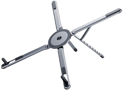 Magnetic Tablet Stand - Aluminum Alloy Laptop Holder Tripod, Adjustable Phone and Tablet Holder for Desk | Office Home Indoor Outdoor Use, Desktop Workstation Accessory, Portable Ergonomic Support