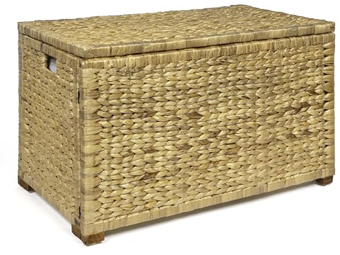 happimess HPM9005A Anada - Baule portaoggetti in vimini intrecciato da 76 cm, telaio in legno/giacinto d'acqua, casa colonica, transizione, costiera, rustico, per ufficio, dormitorio, soggiorno,